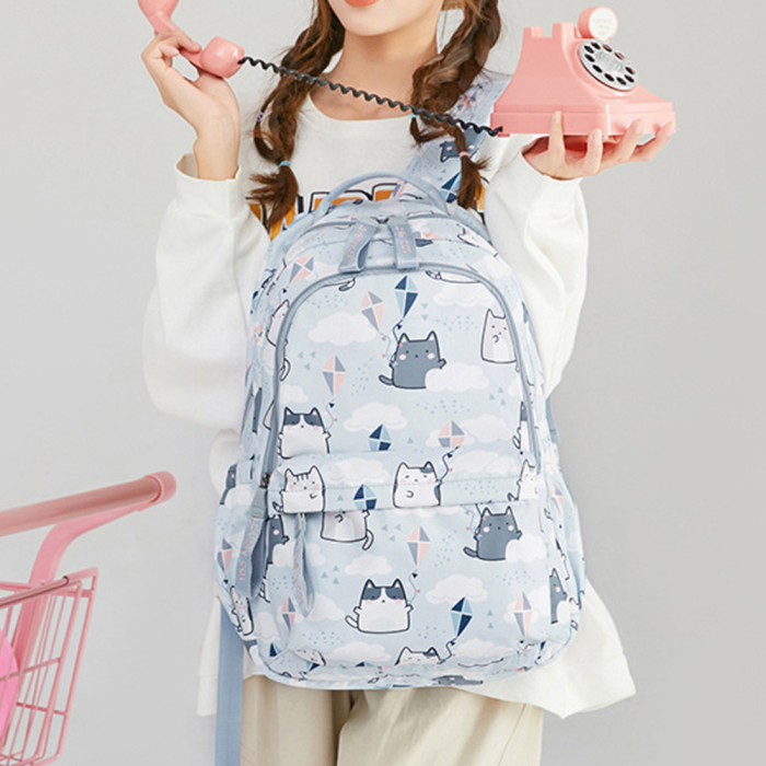 New Cat Print Student School Bag Large Capacity Shoulders Harajuku Backpack