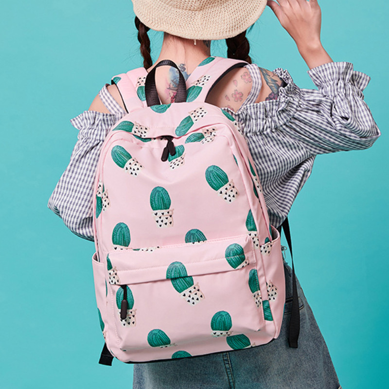 New Cactus Printed Shoulder Student School Bag Large Capacity Casual Harajuku Backpack