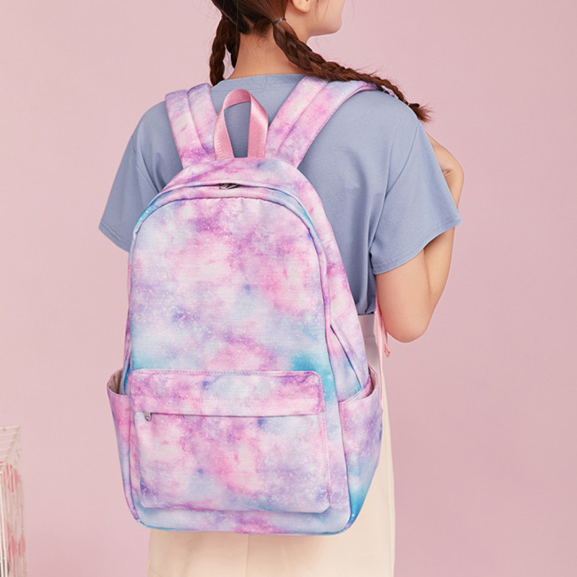 New Three-piece Backpack With Starry Sky Graffiti Print Student School Bag Harajuku Backpack