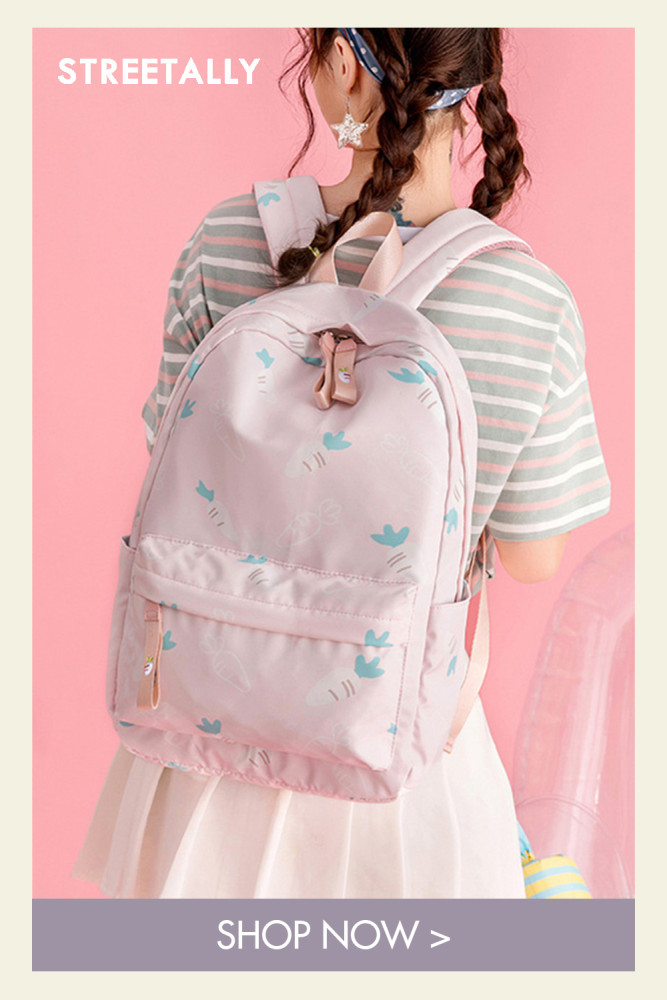 Casual Backpack Student School Bag Embroidered Print Polyester Waterproof Harajuku Backpack