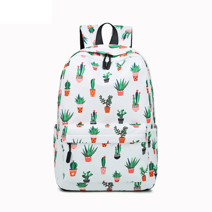 New Cactus Printed Shoulder Student School Bag Large Capacity Casual Harajuku Backpack