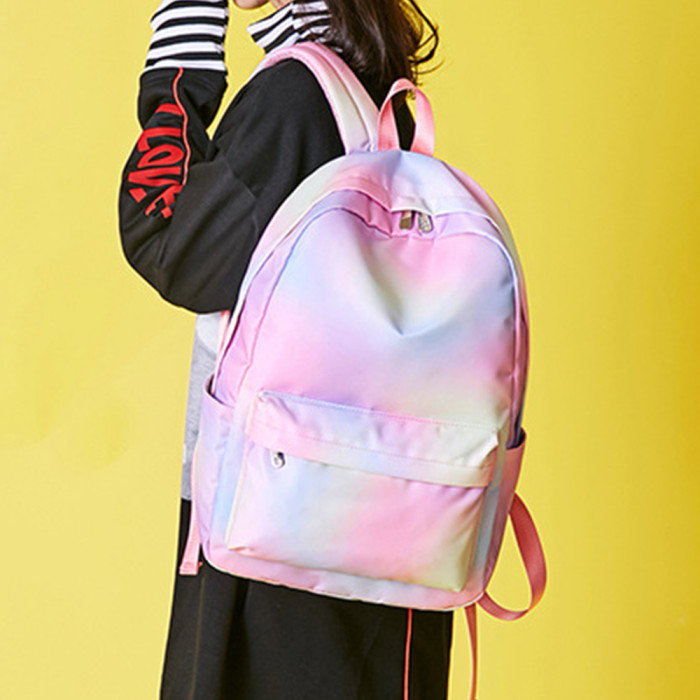 New Girls Waterproof Polyester School Bag Contrast Color Backpack Student Casual Harajuku Backpack