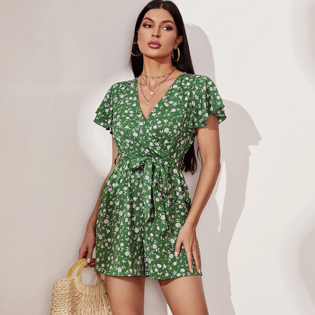 New Summer Waist Short Sleeve Jumpsuit Shorts Rompers