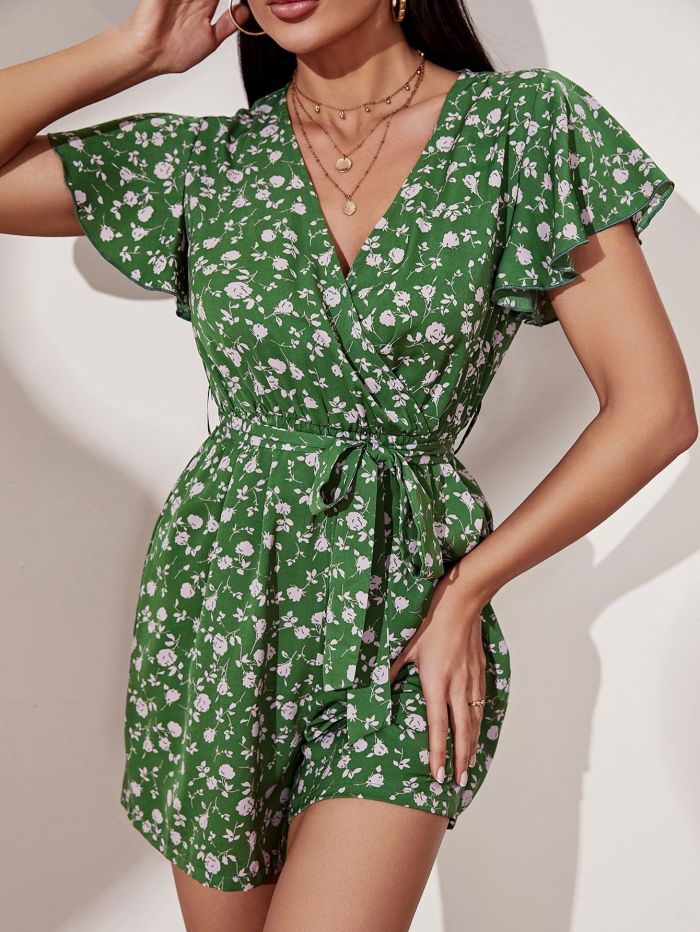 New Summer Waist Short Sleeve Jumpsuit Shorts Rompers