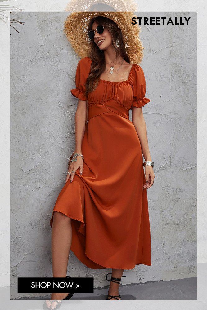 Women's Solid Color Strap Back Short Sleeve  Maxi Dresses