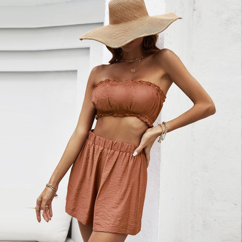 Women's Chest-touching Shorts Two-piece Summer New Holiday Style Two-piece Outfits