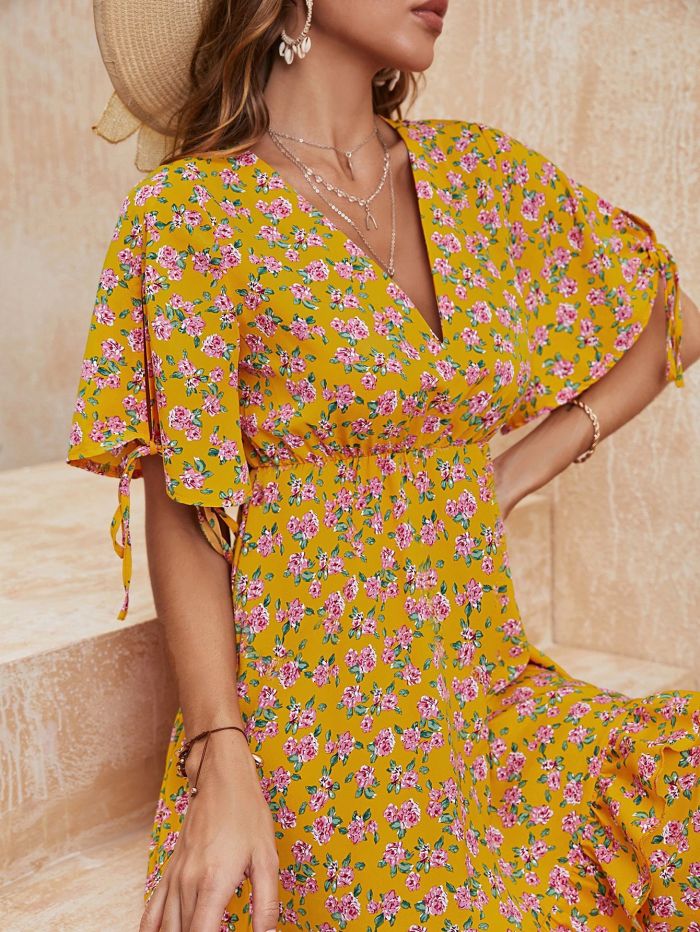 Printed Short Sleeve Dress Summer New Resort Style Women's Casual Dresses