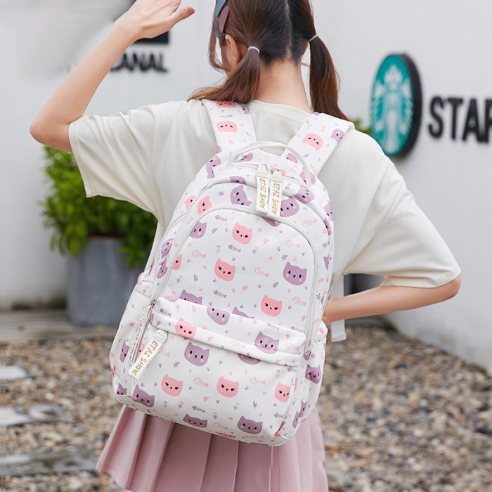 Student Schoolbag Cute Cartoon Printing Large-capacity Shoulders New Harajuku Backpack