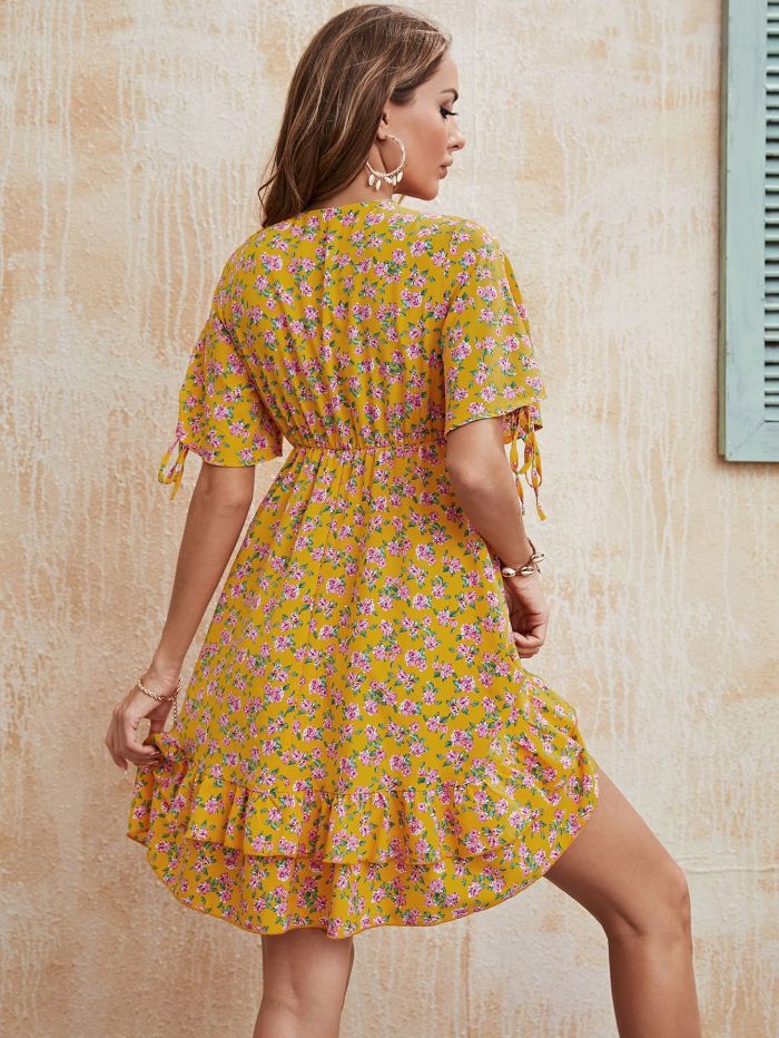 Printed Short Sleeve Dress Summer New Resort Style Women's Casual Dresses