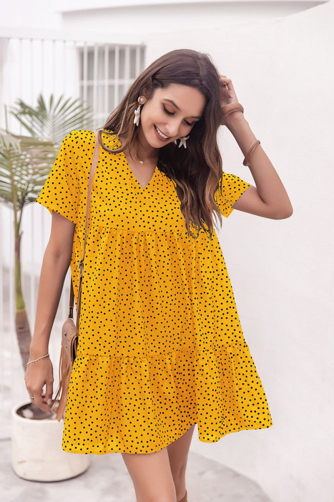 Summer Sweet Floral Dress New French Gentle V-Neck Loose Casual Dresses