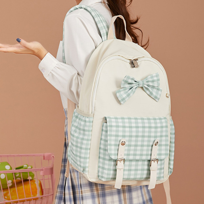 Plaid Shoulders Summer New Student Large Capacity Harajuku Backpack