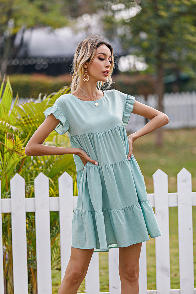Small Fresh Women's Summer New Loose Dress Puff Sleeve French Doll Mini Dresses