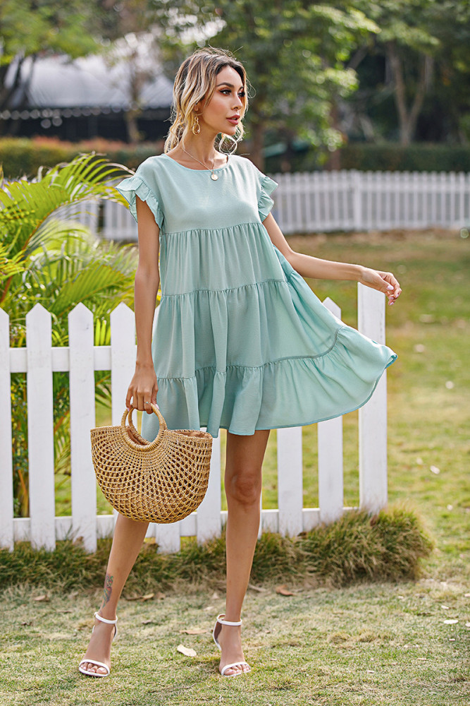 Small Fresh Women's Summer New Loose Dress Puff Sleeve French Doll Mini Dresses
