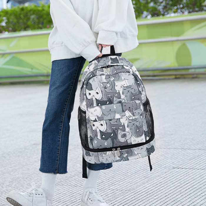 Large-capacity Waterproof Printed Backpack Student Schoolbag Sports Yoga Harajuku Backpack