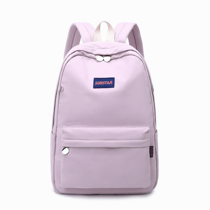 Simple Solid Color Shoulder Student School Bag Light And Soft Computer Harajuku Backpack