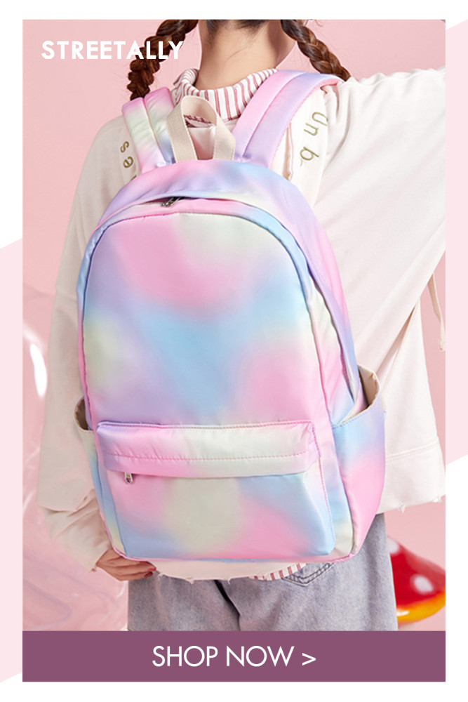 Three-piece Shoulder Rainbow Gradient Color Light And Large Capacity Harajuku Backpack