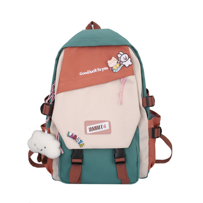 Mori Contrast Color Double Shoulder College Style Student Casual Harajuku Backpack