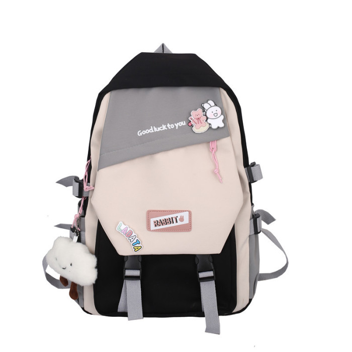 Mori Contrast Color Double Shoulder College Style Student Casual Harajuku Backpack
