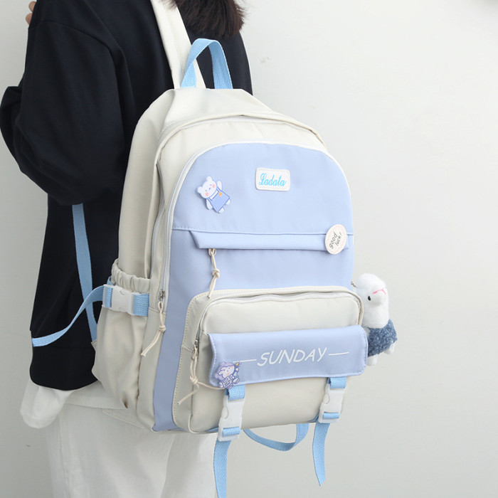 Shoulder New Trend Book Student Leisure Travel Hit Color Oxford Cloth Harajuku Backpack