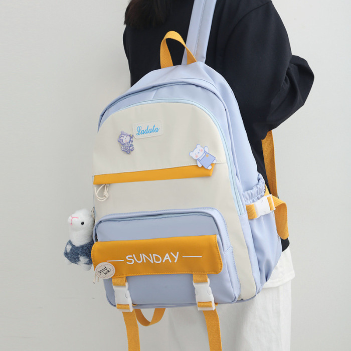 Shoulder New Trend Book Student Leisure Travel Hit Color Oxford Cloth Harajuku Backpack