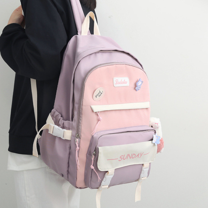 Shoulder New Trend Book Student Leisure Travel Hit Color Oxford Cloth Harajuku Backpack