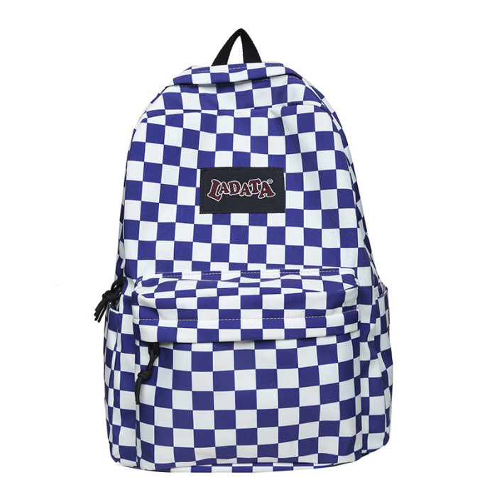 New Checkerboard Shoulders Simple Literary Fan Large-capacity Students Harajuku Backpack