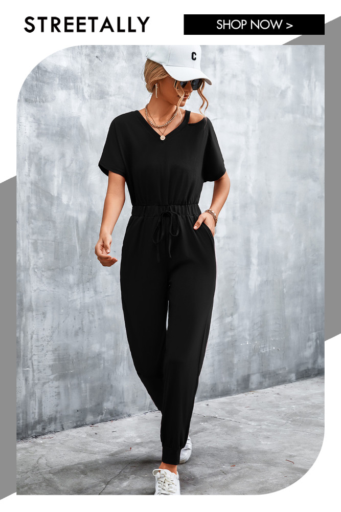 Summer New V-neck Sexy Off-the-shoulder Casual Suit Jumpsuits