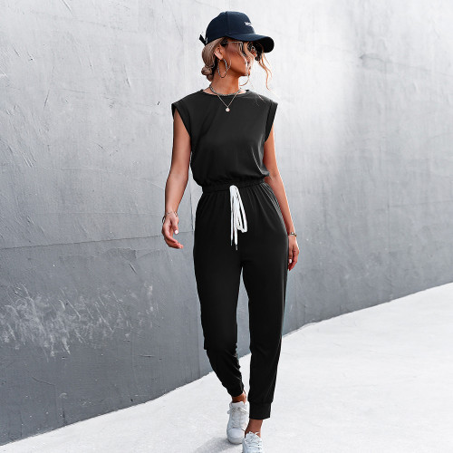 Spring And Summer New Solid Color Sleeveless Style Casual Jumpsuits