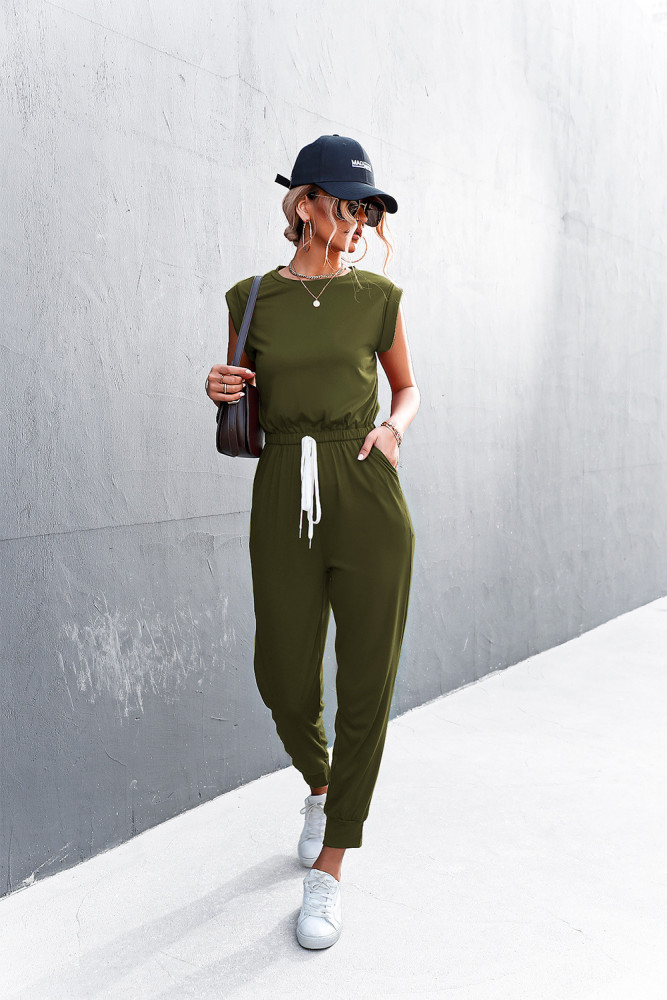 Spring And Summer New Solid Color Sleeveless Style Casual Jumpsuits