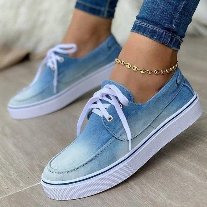 Cross Lace Up Sneakers Round Toe Low Heel Flat Deep Mouth Lace Up Canvas Shoes
