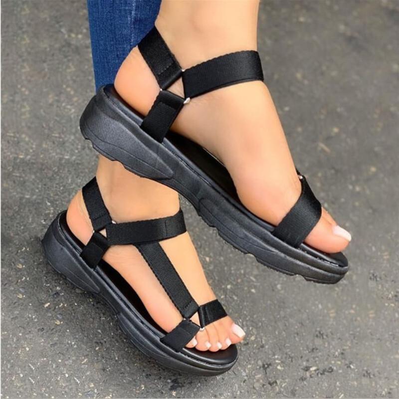 Plus Size Summer New Velcro Flat Women Platform Sandals