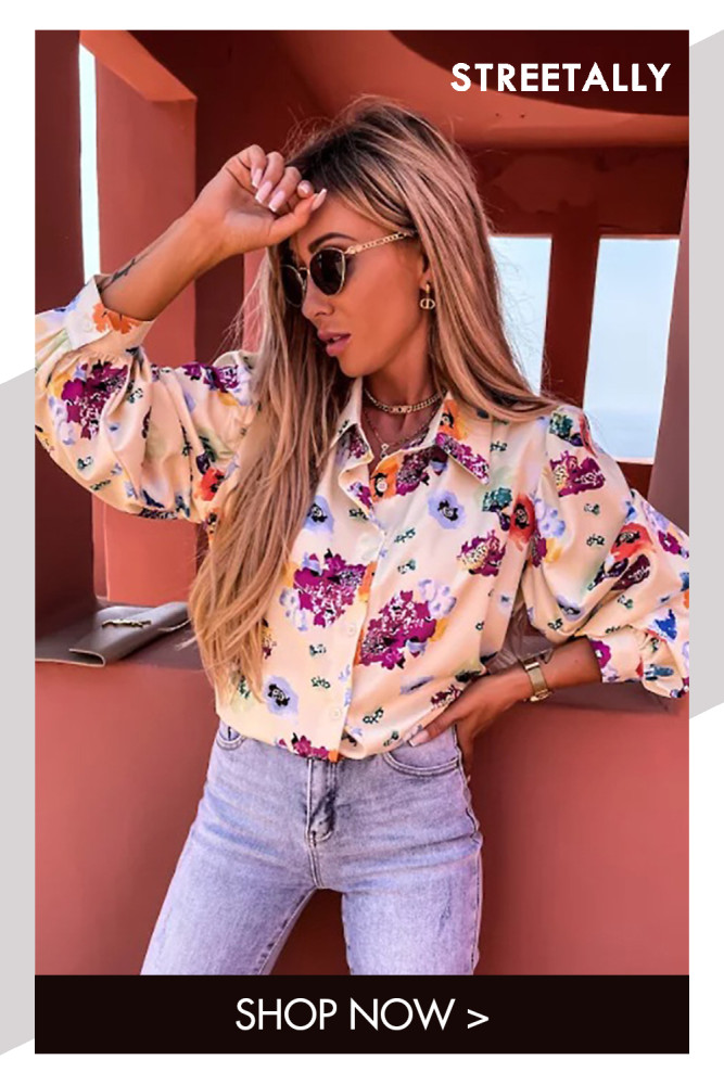 Printed Long Sleeve Lapel Cardigan Single Breasted Loose Casual Blouses & Shirts