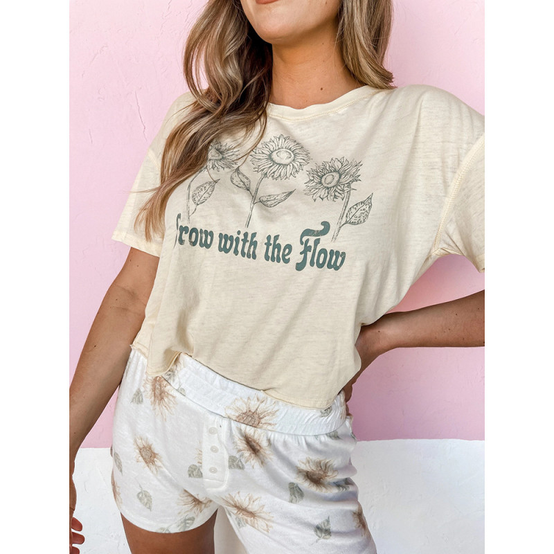 Summer Print Round Neck Short Sleeve Casual Women's Top T-Shirts