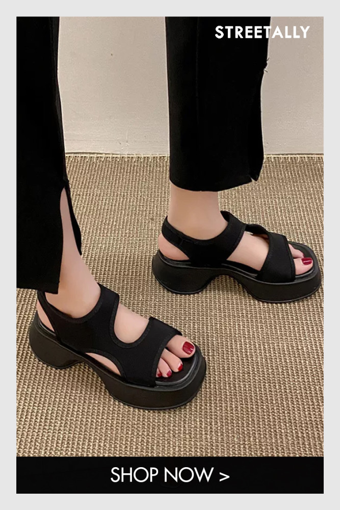Summer New Casual Stretch Cloth All-match Muffin Thick Bottom Sports Platform Sandals