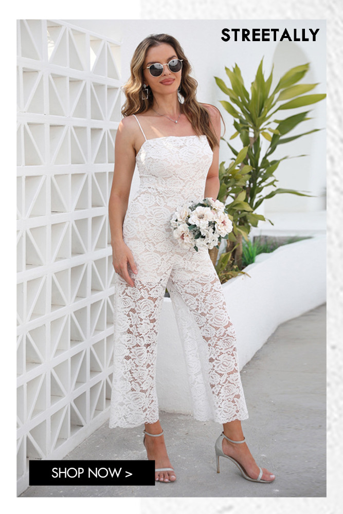 Summer Suspenders With Wide Barrel Type Temperament Commuter Lace Wide Leg Jumpsuits