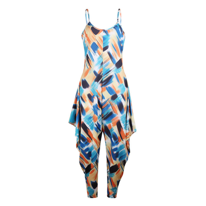 New Summer Print Loose Sling Women's Jumpsuits