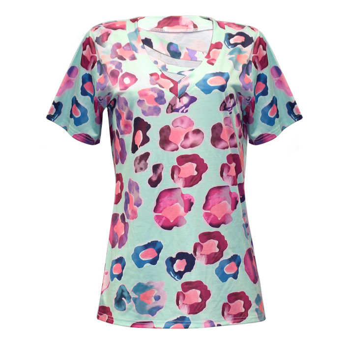 Summer New Women's Printed Short-sleeved Loose Casual Top T-shirts
