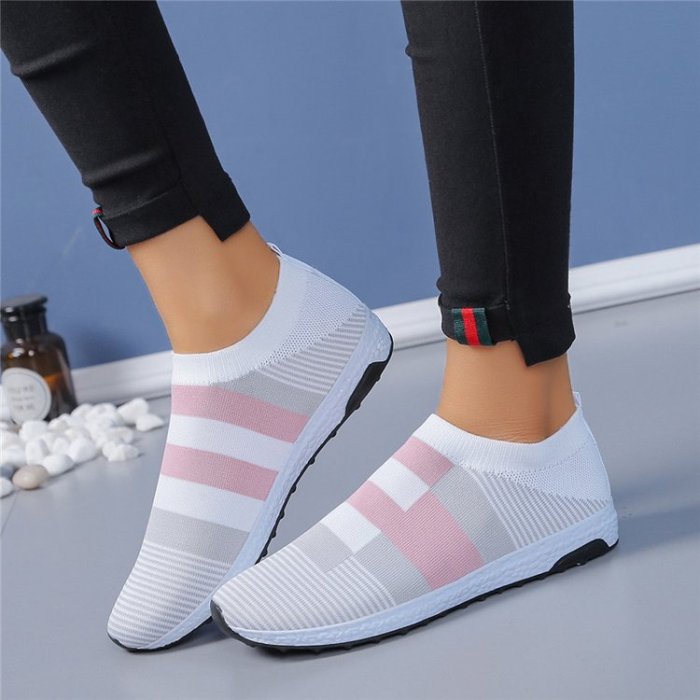Plus Size New Casual Flat Flyknit Shoes Sneakers