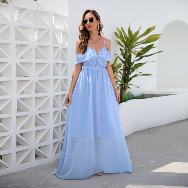 New Sexy Flowy Summer Chiffon Casual Vacation Sling Maxi Dresses