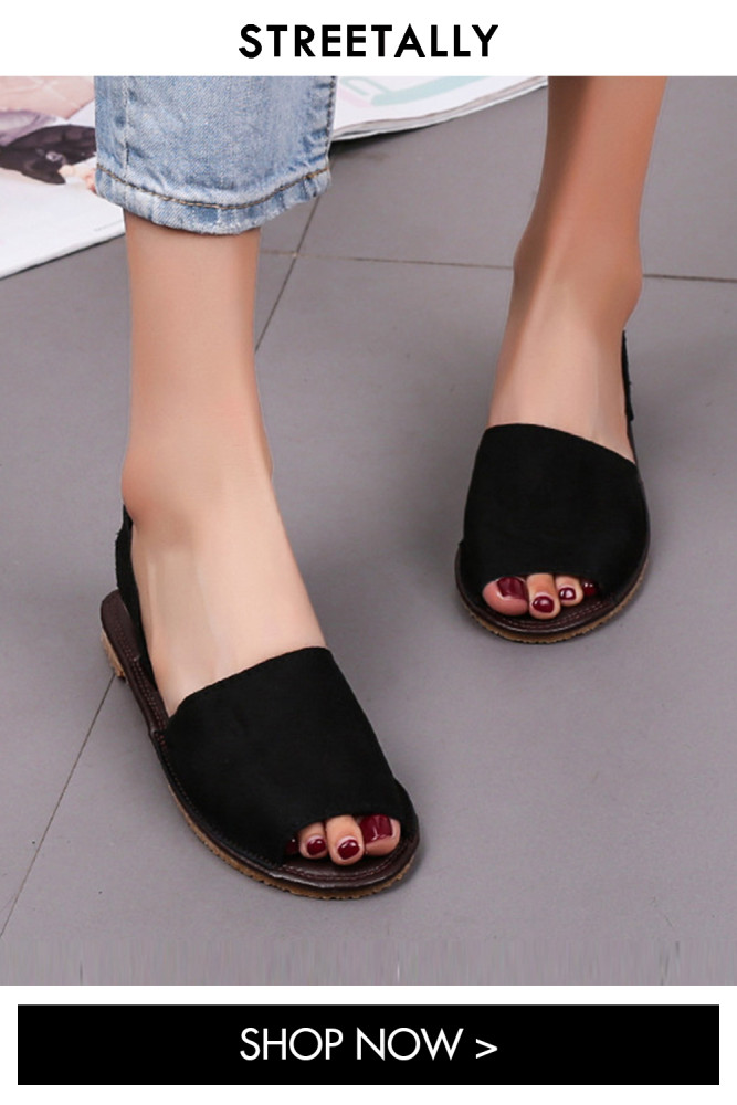 Plus Size Flat Bottom Open Toe Fish Mouth Summer Sandals