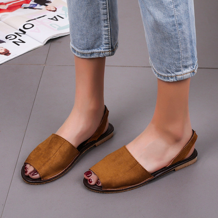 Plus Size Flat Bottom Open Toe Fish Mouth Summer Sandals