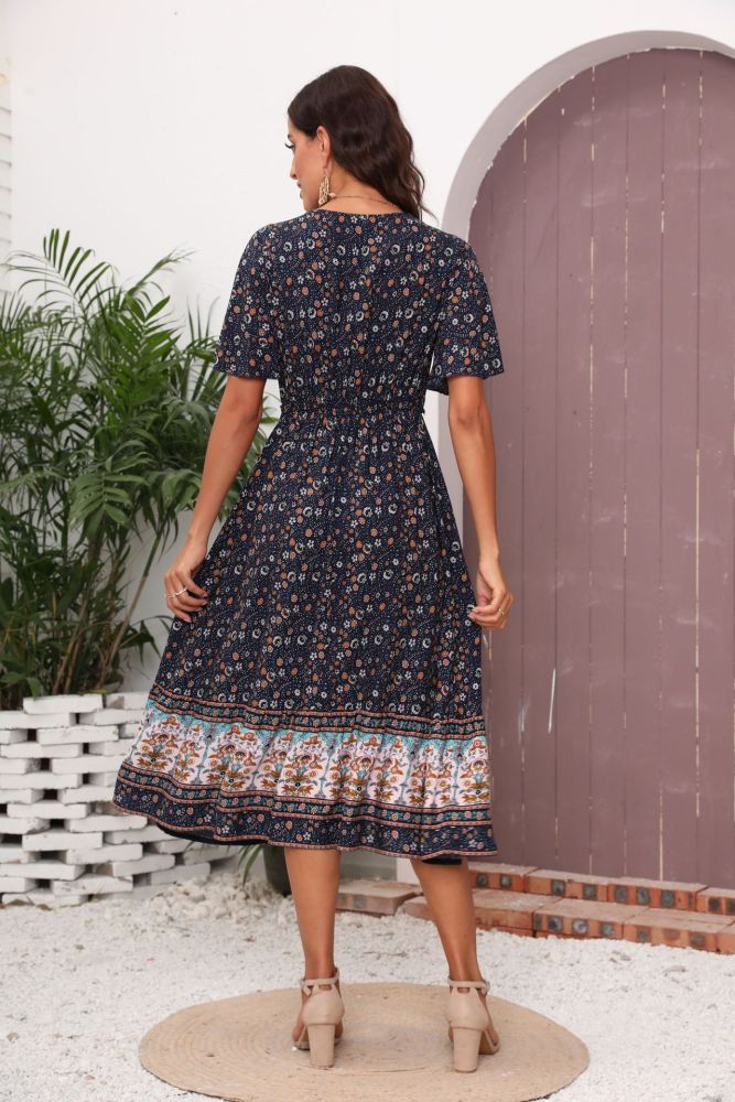 Bohemian Temperament Women's New Floral Stitching Maxi Dresses