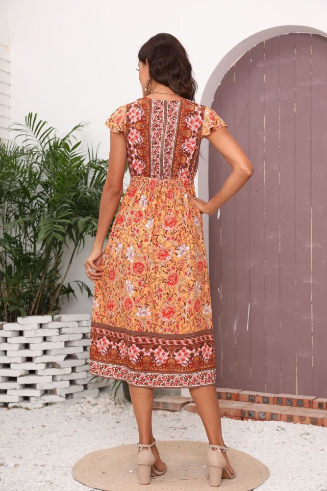 Women's New Boho Style Floral Patchwork Maxi Dresses