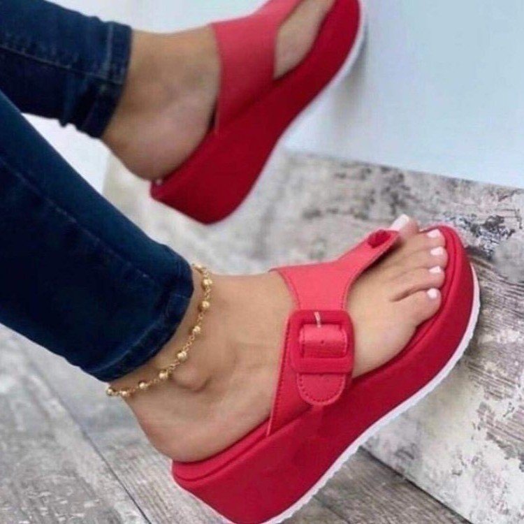 Large Size Solid Color Flat Heel Low Top Round Toe Casual Women Platform Slippers