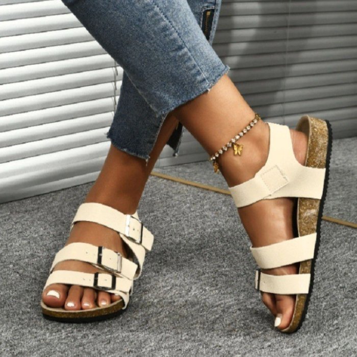 New Women's PU Flat Bottom Fashion Casual Summer Sandals