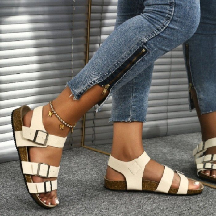 New Women's PU Flat Bottom Fashion Casual Summer Sandals