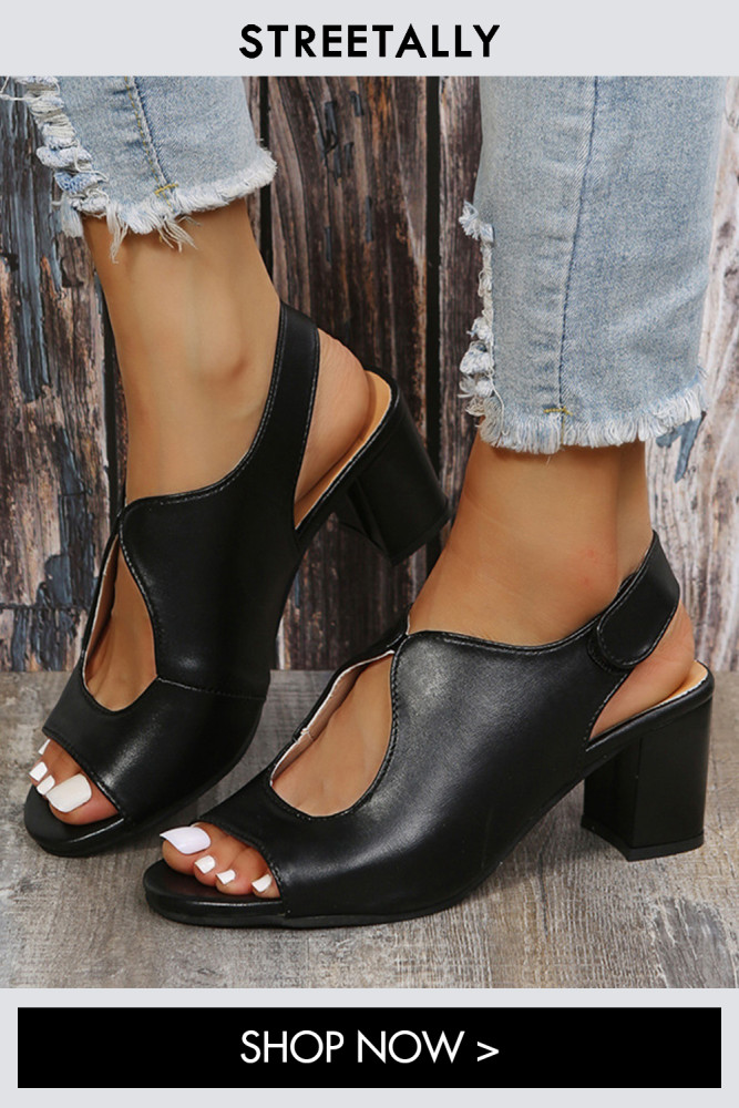 Summer Plus Size Cutout Chunky Heel Fish Mouth Open Toe Heels