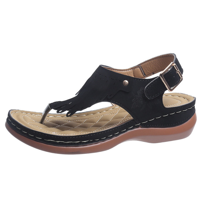 Plus Size New Roman Style Cutout Toe Wedge Sandals