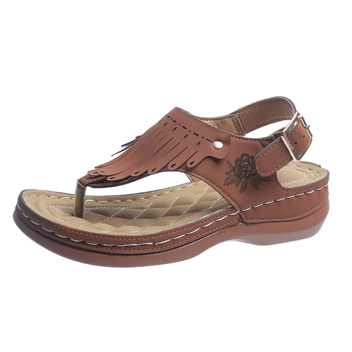 Plus Size New Roman Style Cutout Toe Wedge Sandals