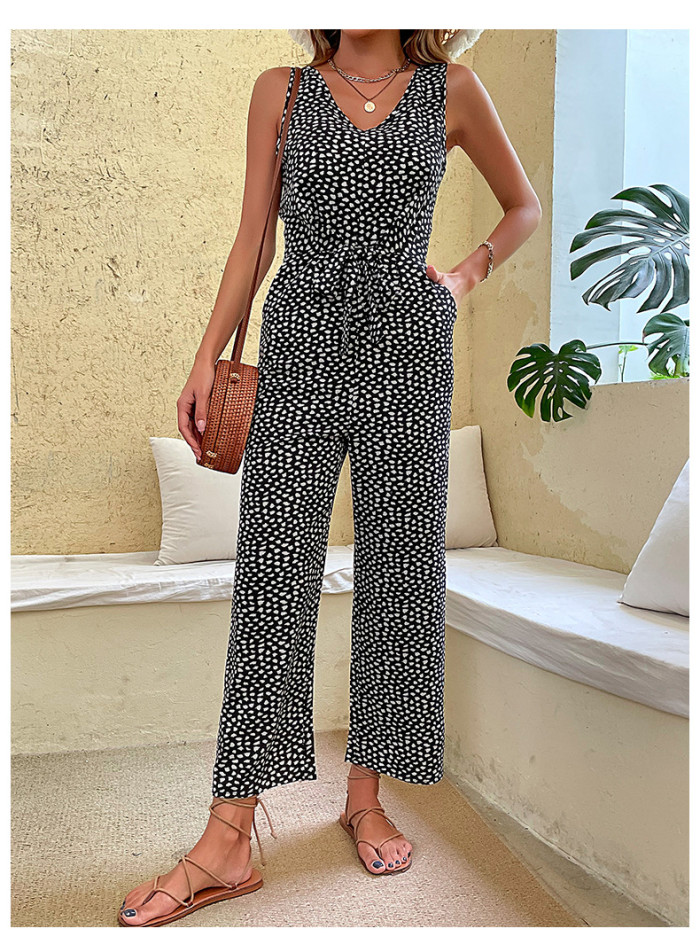 New Summer Fashion Straight Leopard Print Jumpsuits